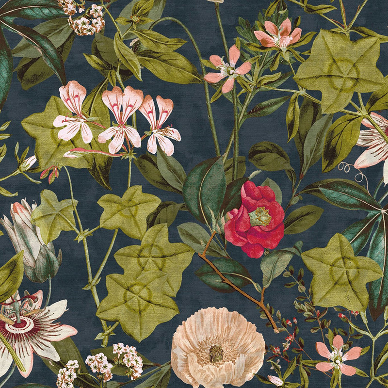 F1304/03 Passiflora Exotica Midnight/Spice Fabric by Clarke and Clarke