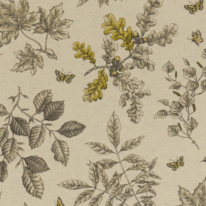 F1329/02 Hortus Eden Charcoal/Ochre Fabric by Clarke and Clarke