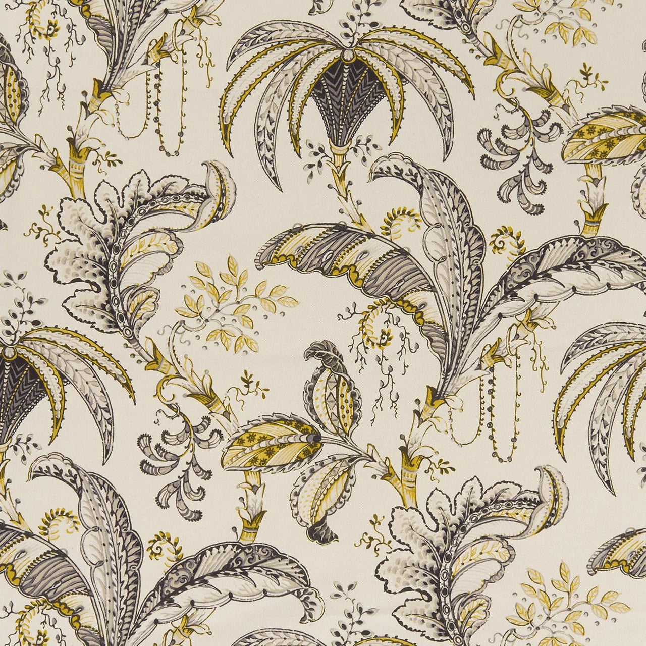 F1330/01 Ophelia Eden Charcoal/Ochre Fabric by Clarke and Clarke