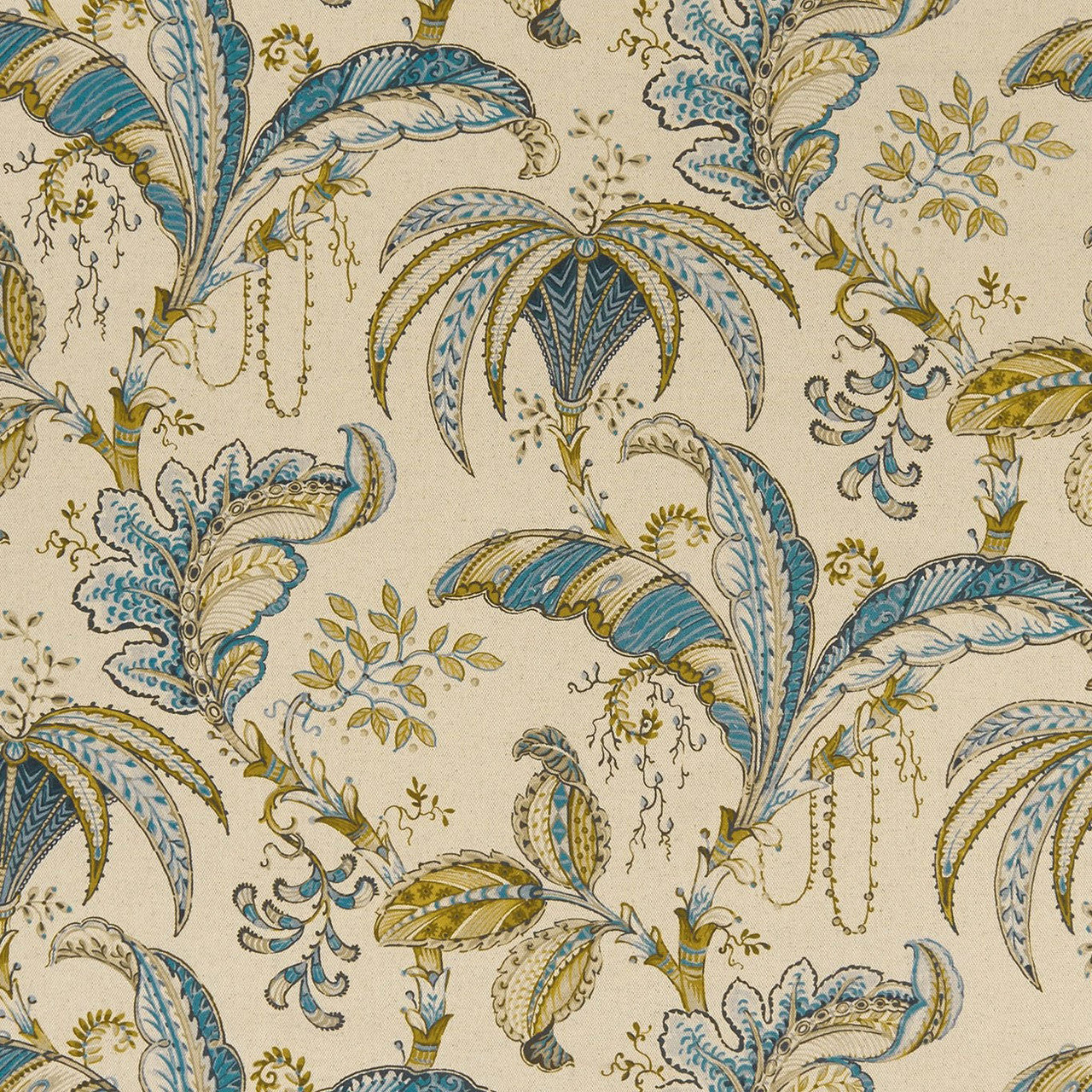 F1330/05 Ophelia Eden Teal/Spice Fabric by Clarke and Clarke
