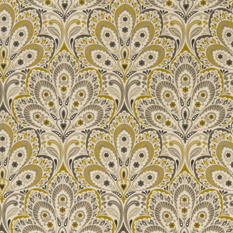 F1332/01 Persia Eden Charcoal/Ochre Fabric by Clarke and Clarke