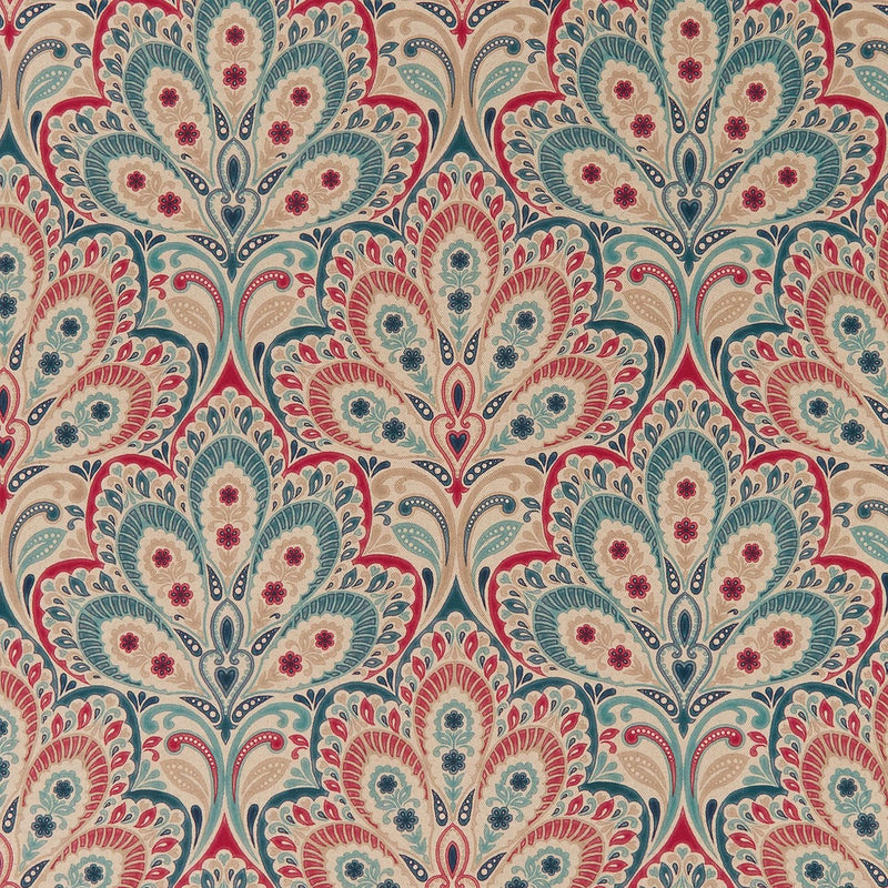F1332/02 Persia Eden Denim/Raspberry Fabric by Clarke and Clarke