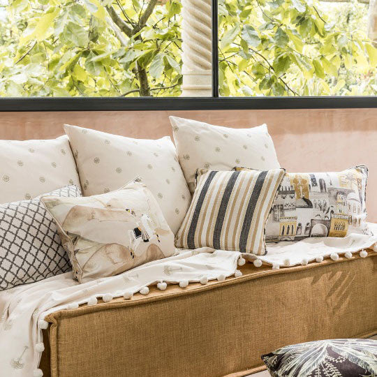 F1352/02 Ziba Prince of Persia Charcoal/Ochre Fabric by Clarke and Clarke