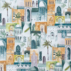F1368/04 Marrakech Prince of Persia Teal/Spice Fabric by Clarke and Clarke