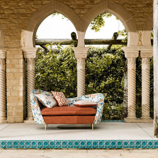 F1368/04 Marrakech Prince of Persia Teal/Spice Fabric by Clarke and Clarke