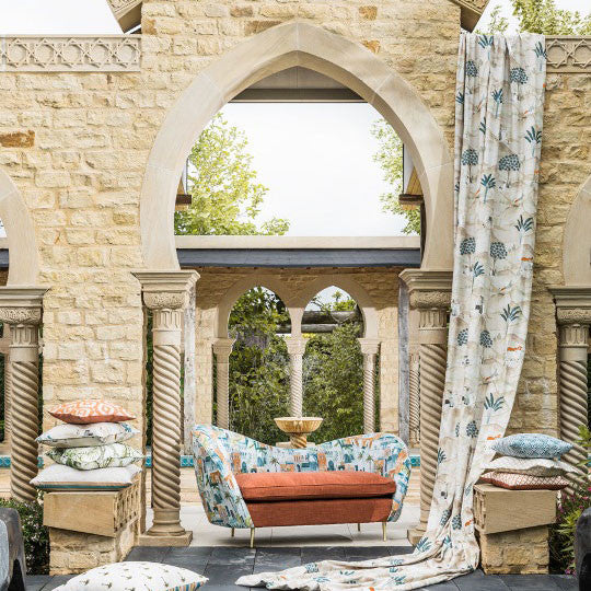 F1371/04 Sahara Prince of Persia Teal/Spice Fabric by Clarke and Clarke