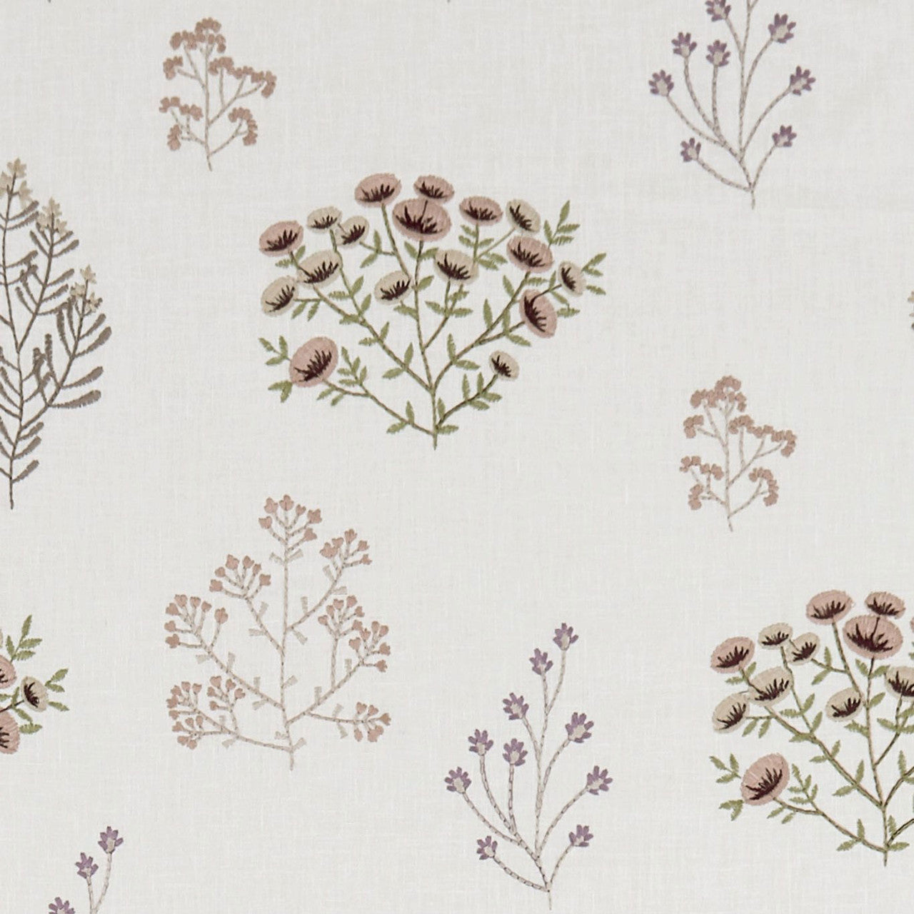 F1431/01 Floris Botanist Blush/Damson Fabric by Clarke and Clarke