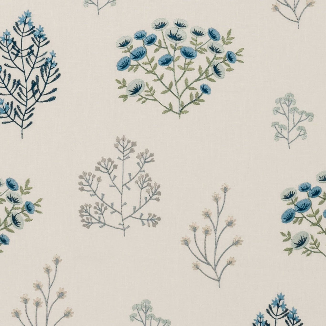 F1431/04 Floris Botanist Mineral/Denim Fabric by Clarke and Clarke