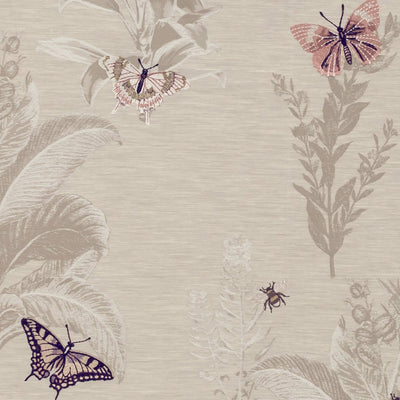 Monarch Botanist Blush/Damson Fabric by Clarke and Clarke