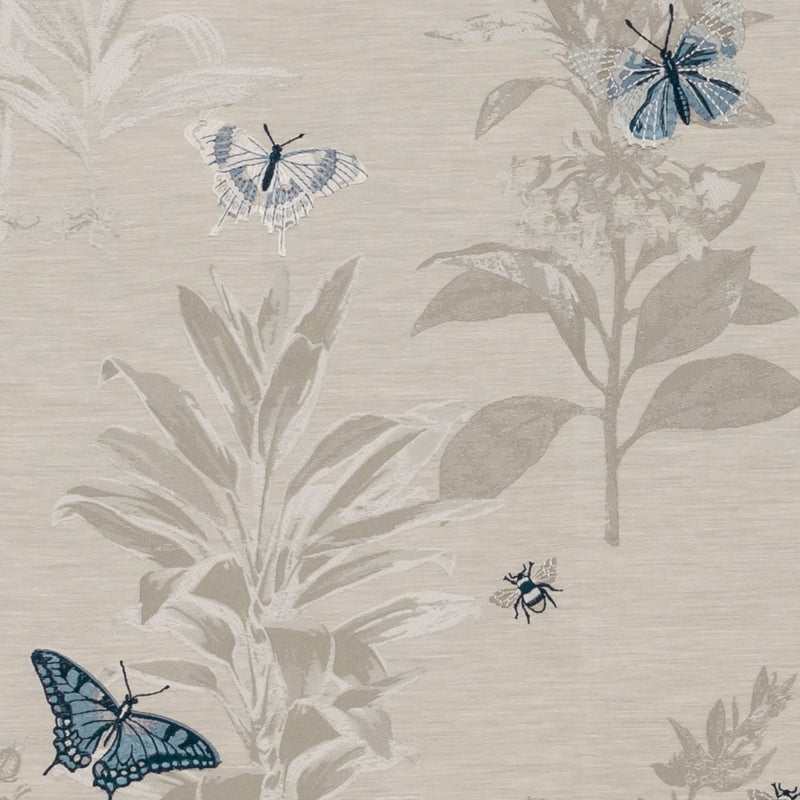 F1432/04 Monarch Botanist Mineral/Denim Fabric by Clarke and Clarke