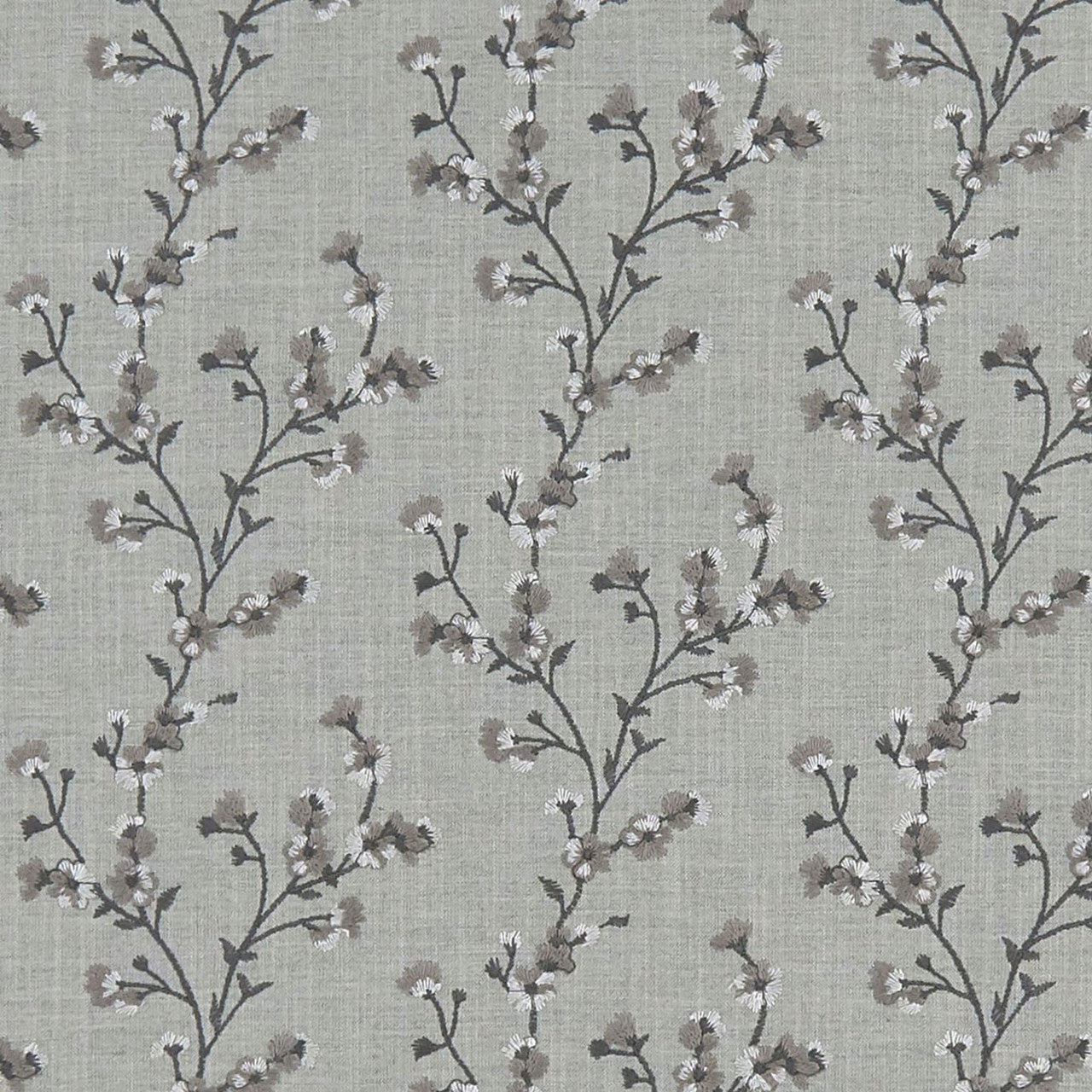 F1439/01 Blossom Origins Charcoal Fabric by Clarke and Clarke