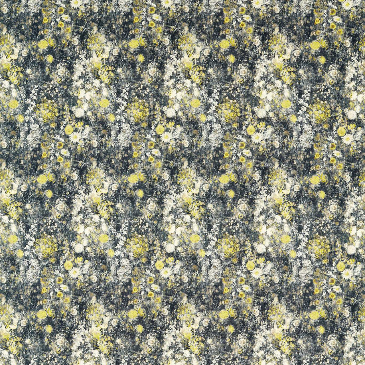 F1539/01 Rosedene Country Escape Charcoal/Chartreuse Fabric by Clarke and Clarke