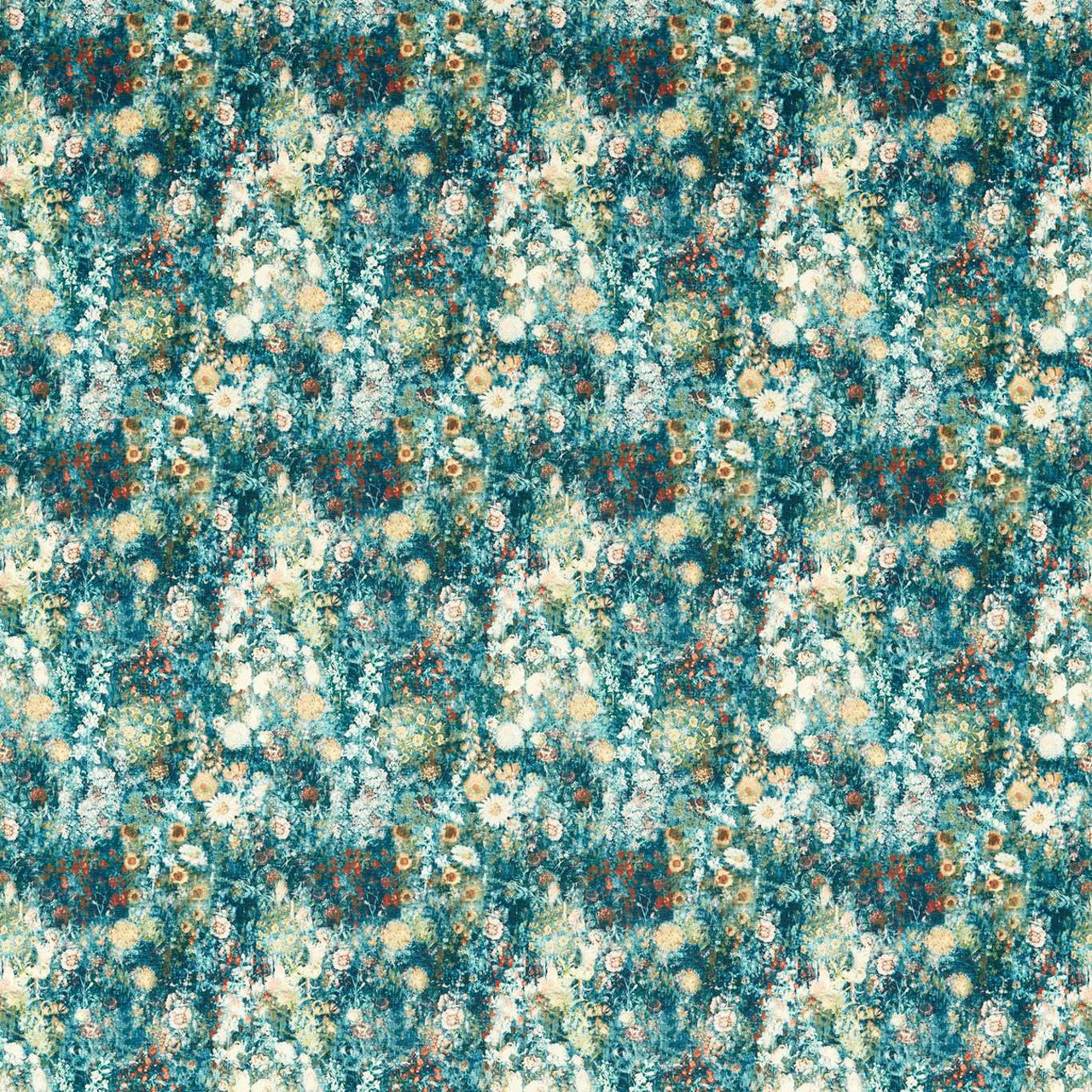 F1539/02 Rosedene Country Escape Denim/Spice Fabric by Clarke and Clarke