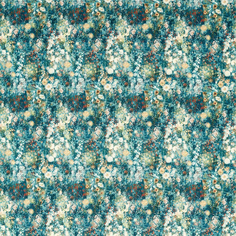 F1539/02 Rosedene Country Escape Denim/Spice Fabric by Clarke and Clarke