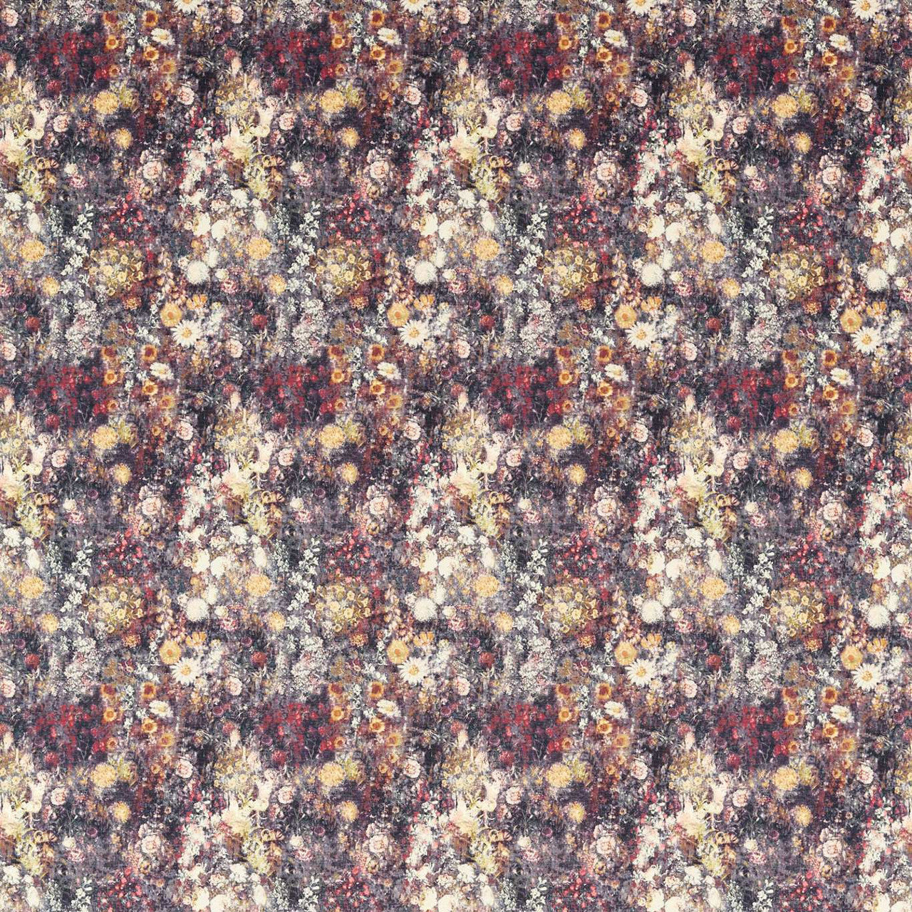 F1539/05 Rosedene Country Escape Raspberry/Ochre Fabric by Clarke and Clarke