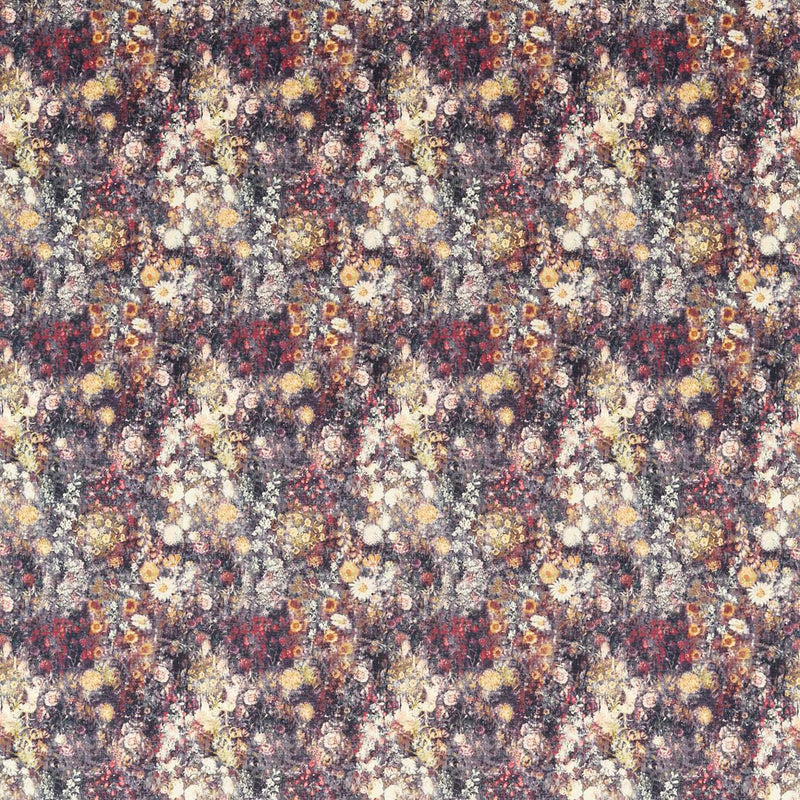F1539/05 Rosedene Country Escape Raspberry/Ochre Fabric by Clarke and Clarke