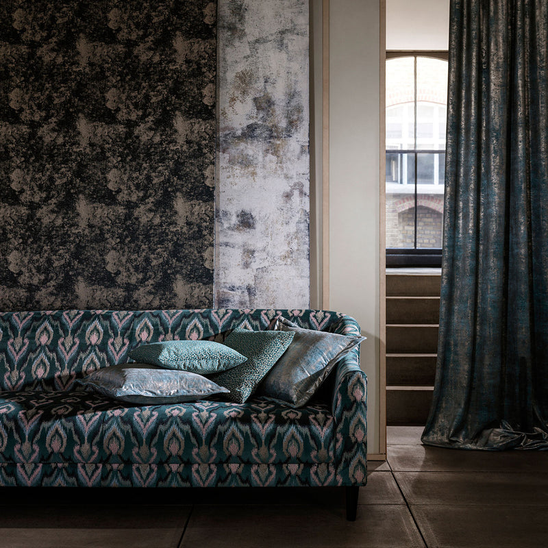 F1549/01 Velluto Dimora Midnight Fabric by Clarke and Clarke