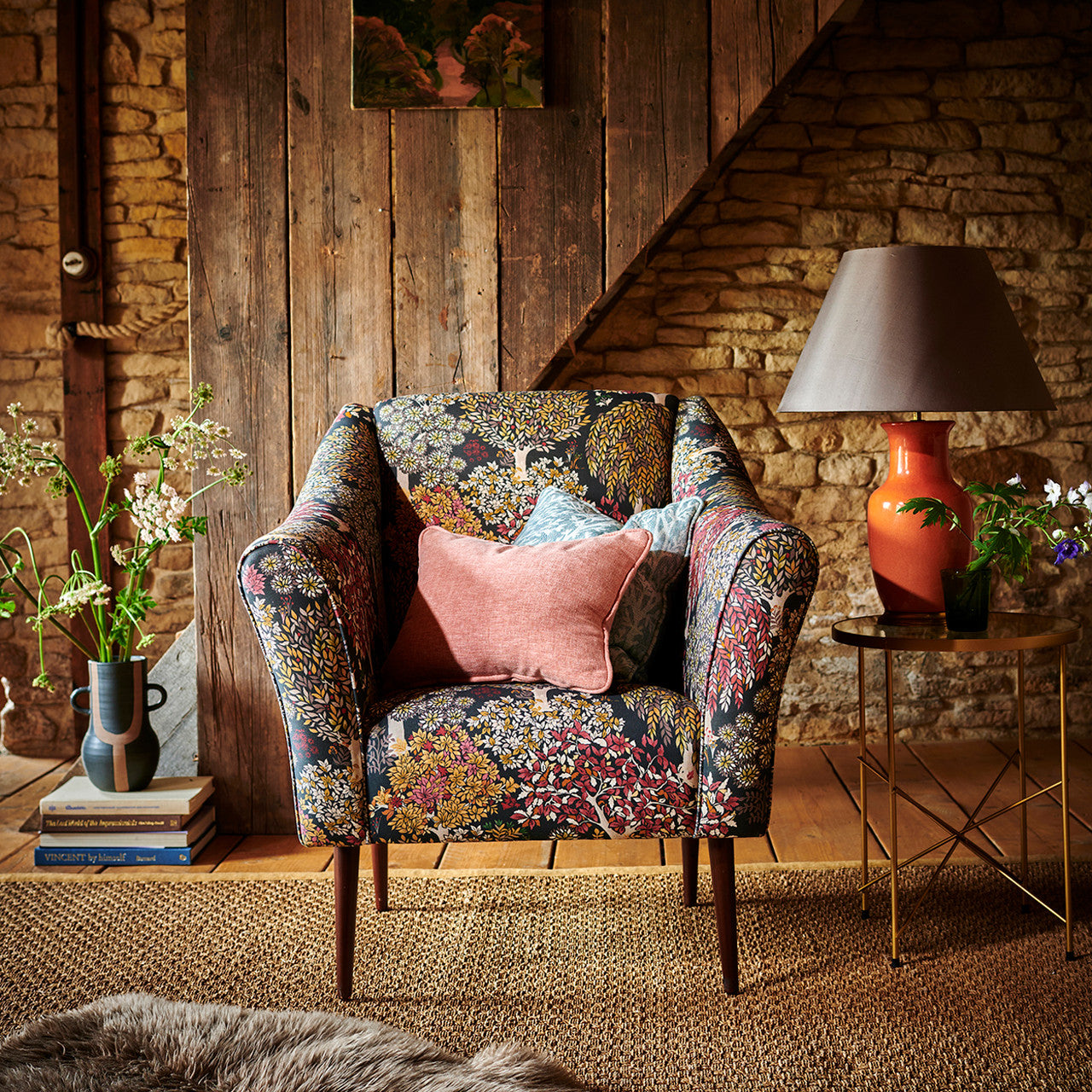 F1563/01 Tatton Country Escape Charcoal Fabric by Clarke and Clarke