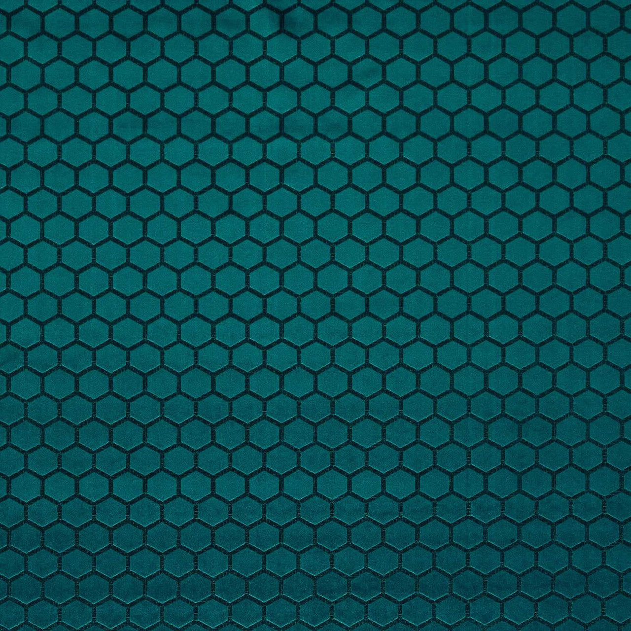 F1565/05 Hexa Illusion Peacock Fabric by Clarke and Clarke