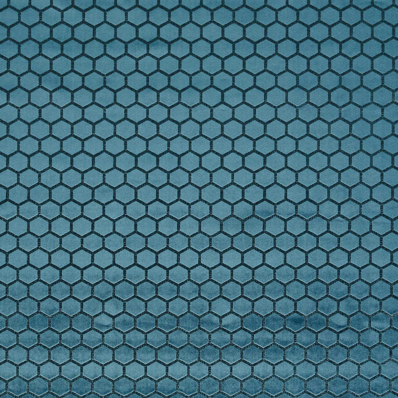 F1565/09 Hexa Illusion Teal Fabric by Clarke and Clarke