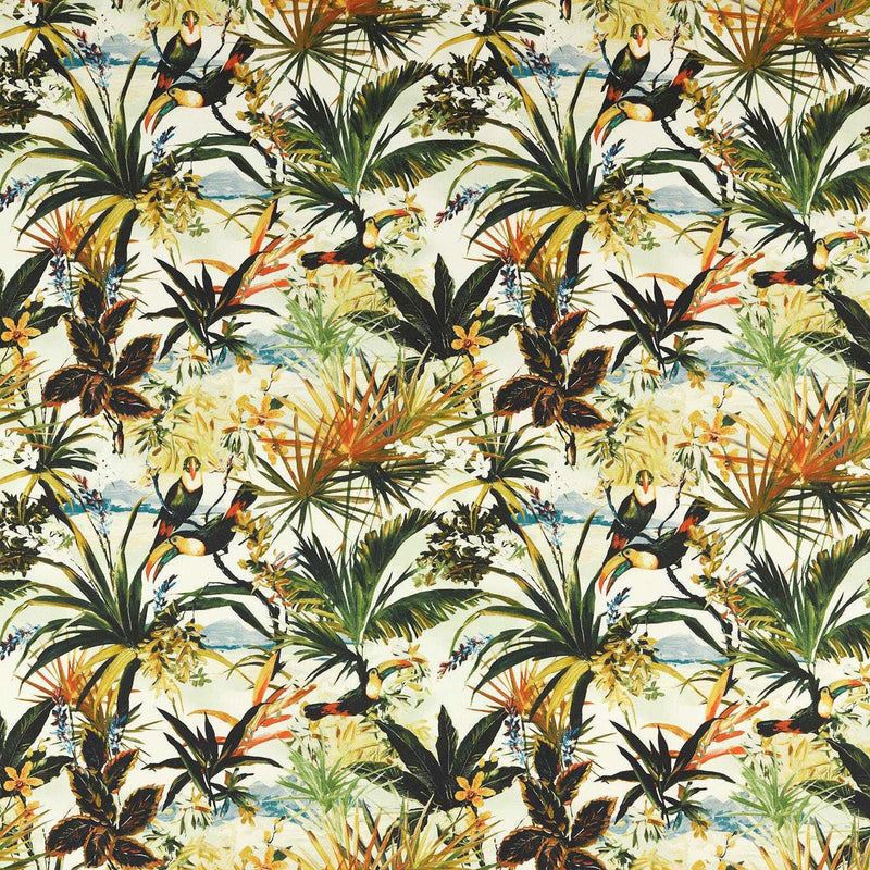 F1676/01 Toucan Outdoor Alfesco Indoor Outdoor Antique Fabric by Clarke & Clarke
