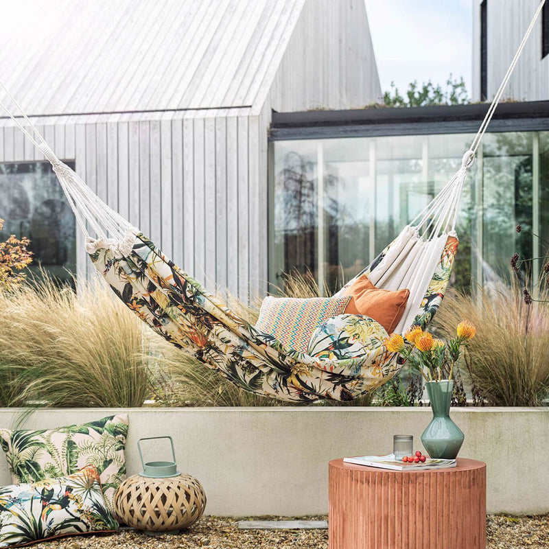 F1676/01 Toucan Outdoor Alfesco Indoor Outdoor Antique Fabric by Clarke & Clarke