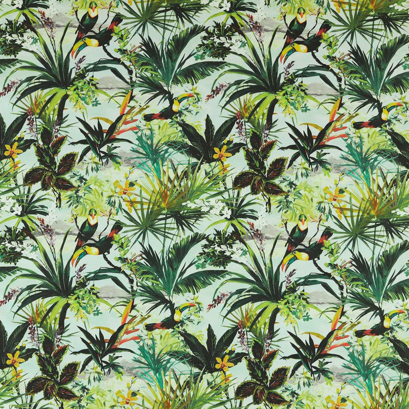 F1676/02 Toucan Outdoor Alfesco Indoor Outdoor Sky Fabric by Clarke & Clarke