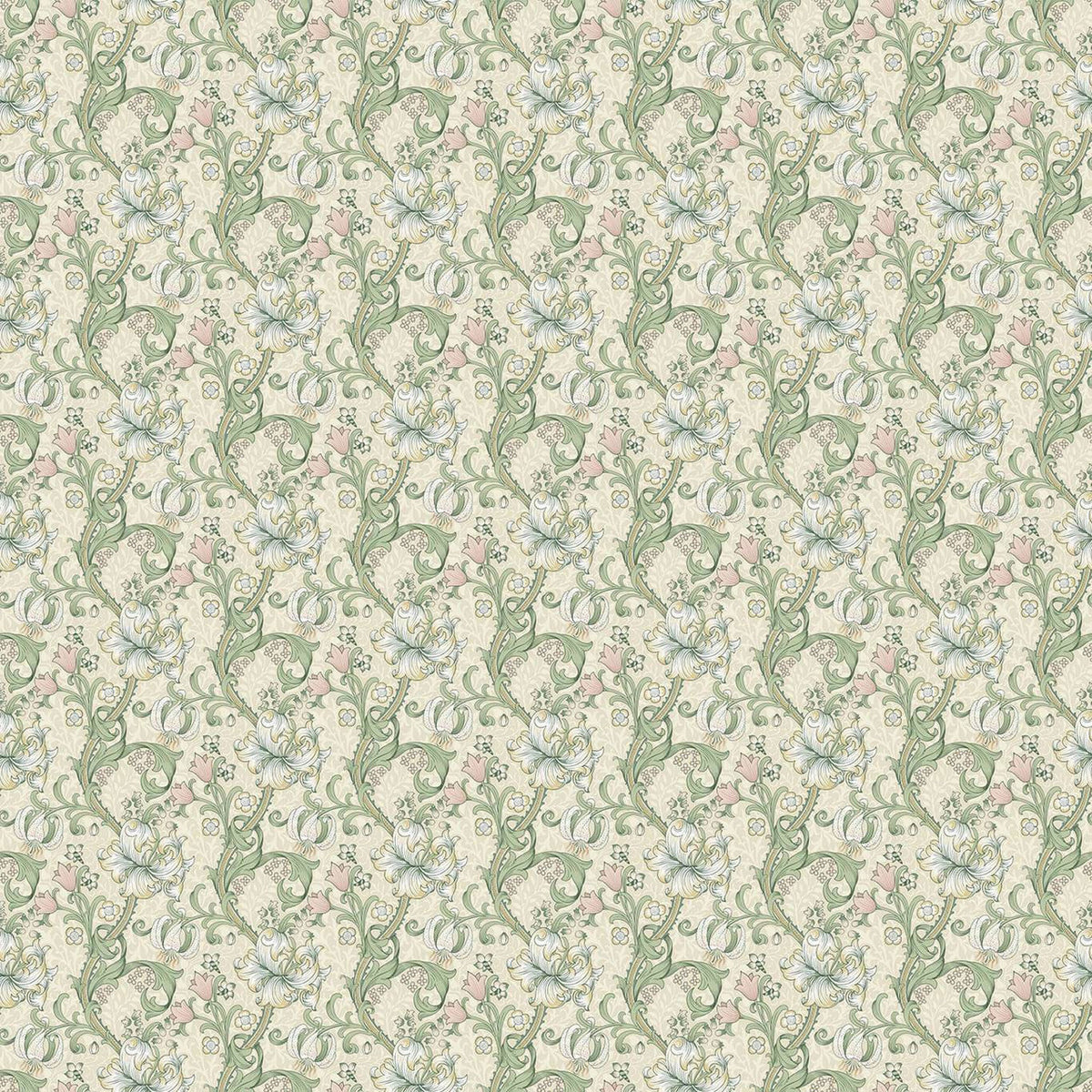 Golden Lily William Morris Designs Linen and Blush Fabric by Clarke & Clarke