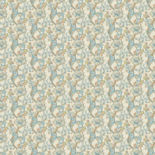 F1677/04 Golden Lily William Morris Designs Linen and Teal Fabric by Clarke & Clarke