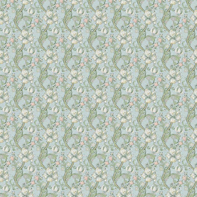 F1677/05 Golden Lily William Morris Designs Apple and Blush Fabric by Clarke & Clarke
