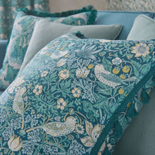 F1678/01 Strawberry Thief William Morris Designs Teal Fabric by Clarke & Clarke