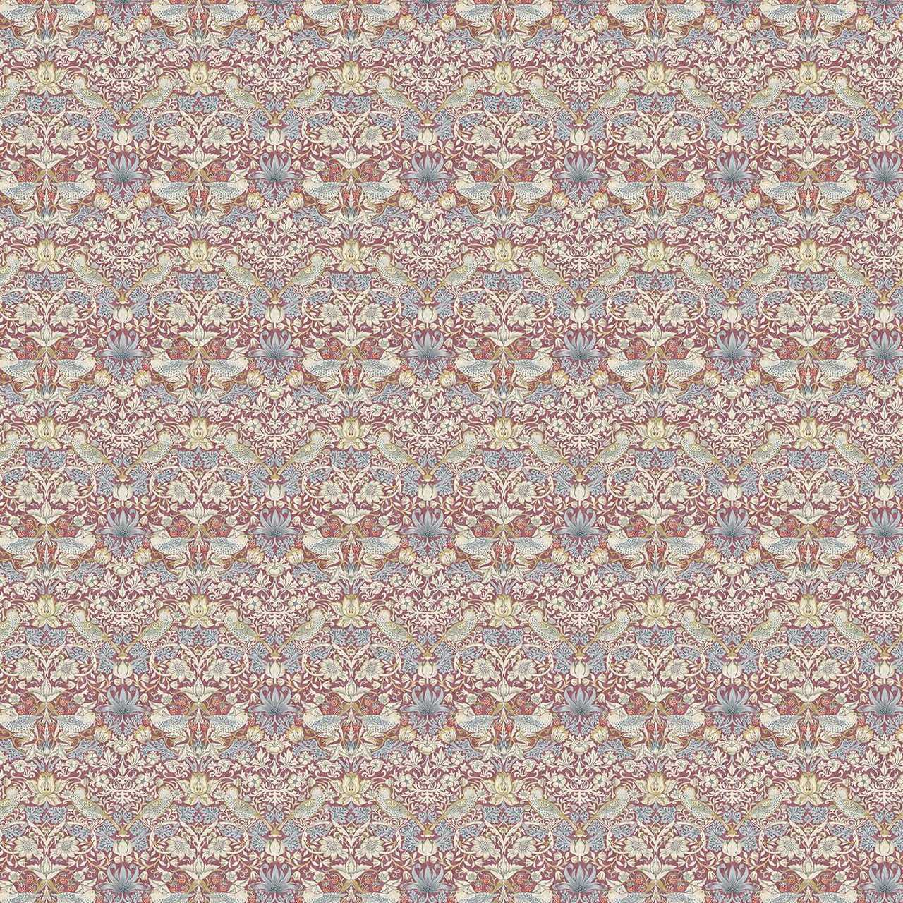 F1678/03 Strawberry Thief William Morris Designs Plum Fabric by Clarke & Clarke