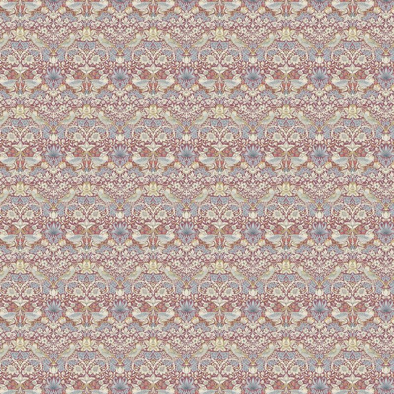 F1678/03 Strawberry Thief William Morris Designs Plum Fabric by Clarke & Clarke