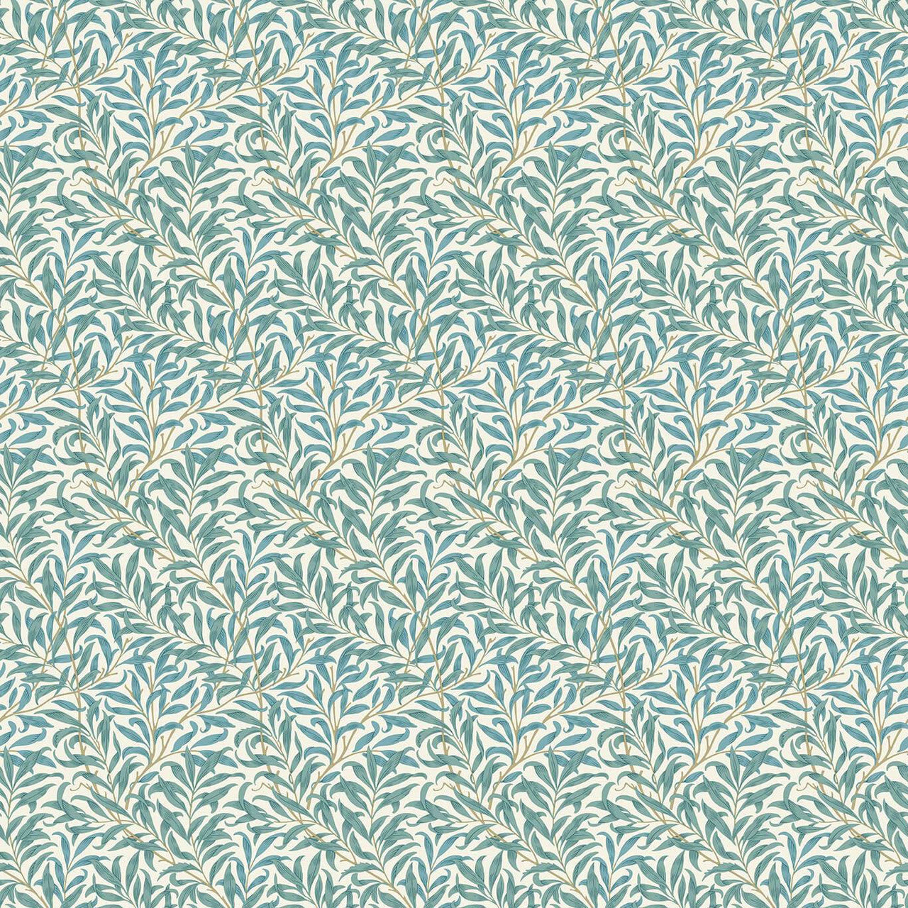 F1679/05 Willow Boughs William Morris Designs Teal Fabric by Clarke & Clarke