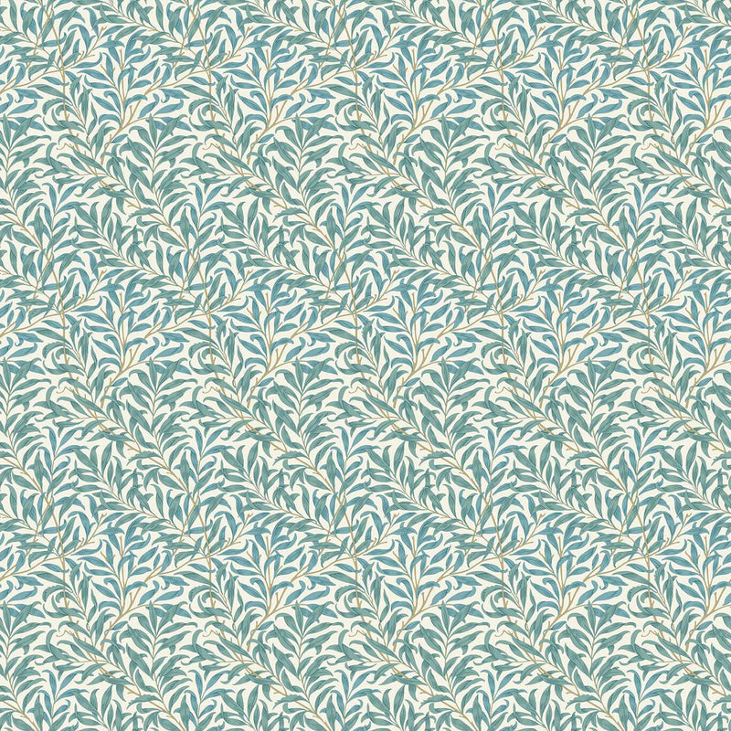 F1679/05 Willow Boughs William Morris Designs Teal Fabric by Clarke & Clarke