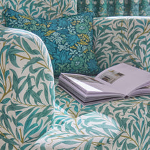 F1679/05 Willow Boughs William Morris Designs Teal Fabric by Clarke & Clarke
