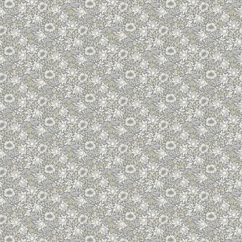 F1680/01 Mallow William Morris Designs Slate and Dove Fabric by Clarke & Clarke