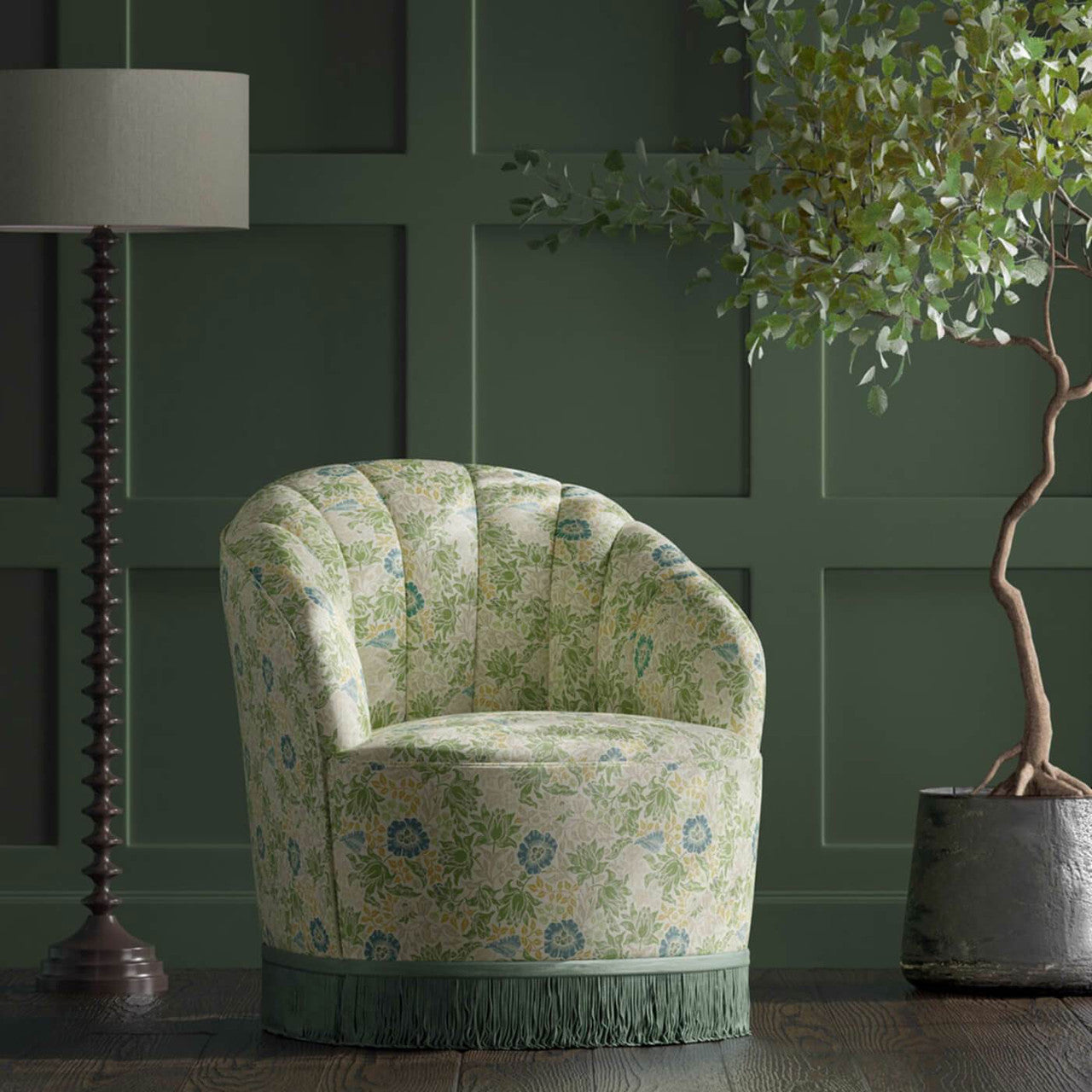 F1680/02 Mallow William Morris Designs Apple and Linen Fabric by Clarke & Clarke