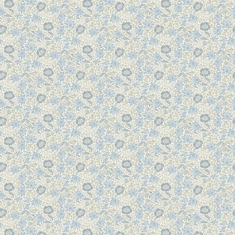 F1680/03 Mallow William Morris Designs Denim and Ivory Fabric by Clarke & Clarke