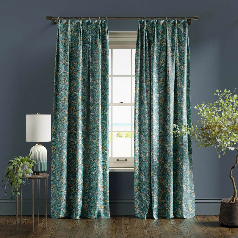 F1680/04 Mallow William Morris Designs Teal Fabric by Clarke & Clarke