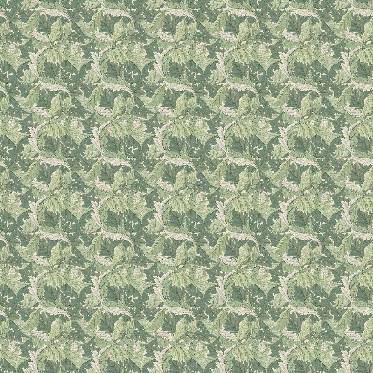 F1681/02 Acanthus William Morris Designs Apple and Sage Fabric by Clarke & Clarke