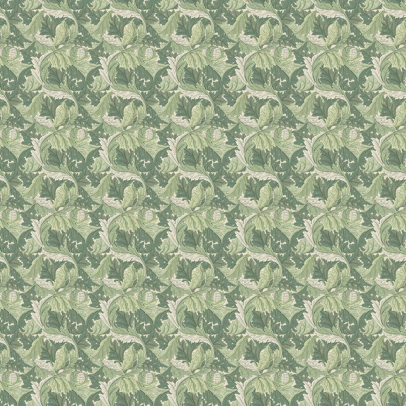 F1681/02 Acanthus William Morris Designs Apple and Sage Fabric by Clarke & Clarke
