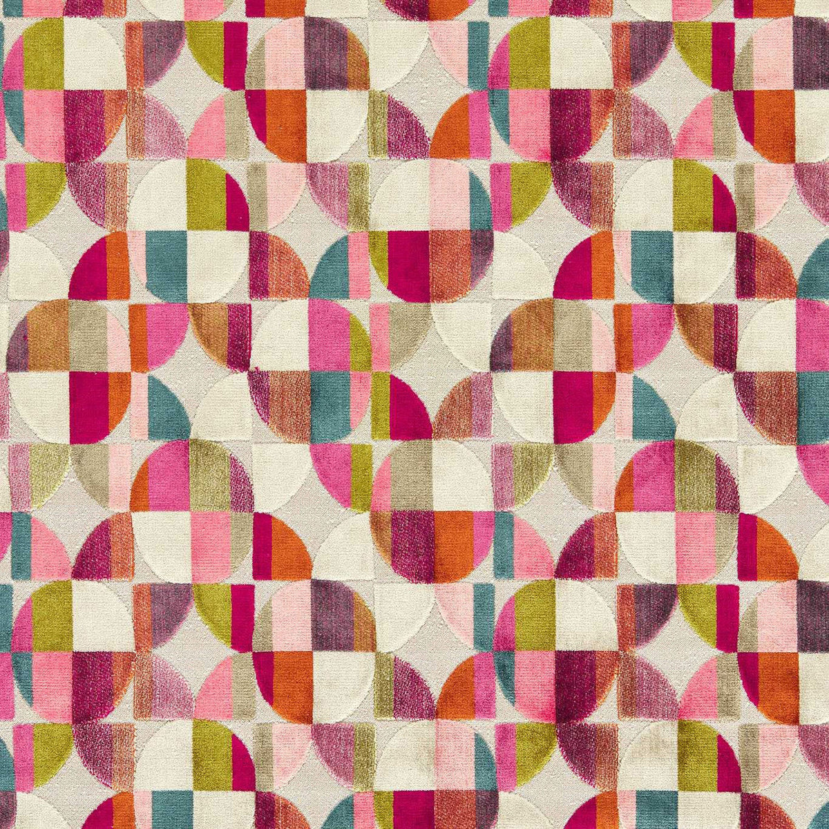 Delaunay Urban Magenta / Peacock Fabric by Clarke & Clarke