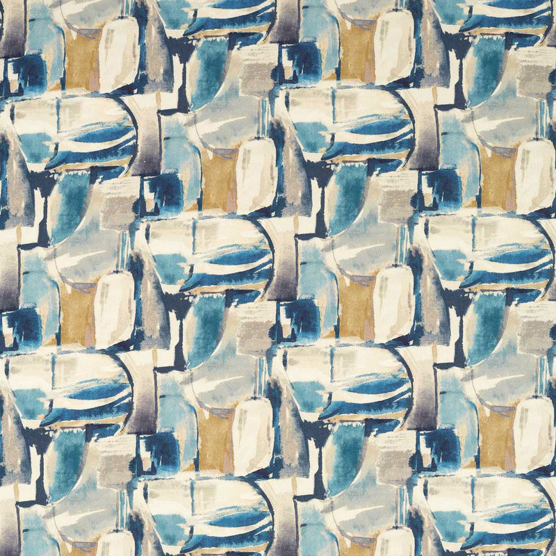 F1694/02 Figura Vivido Denim / Linen Fabric by Clarke & Clarke