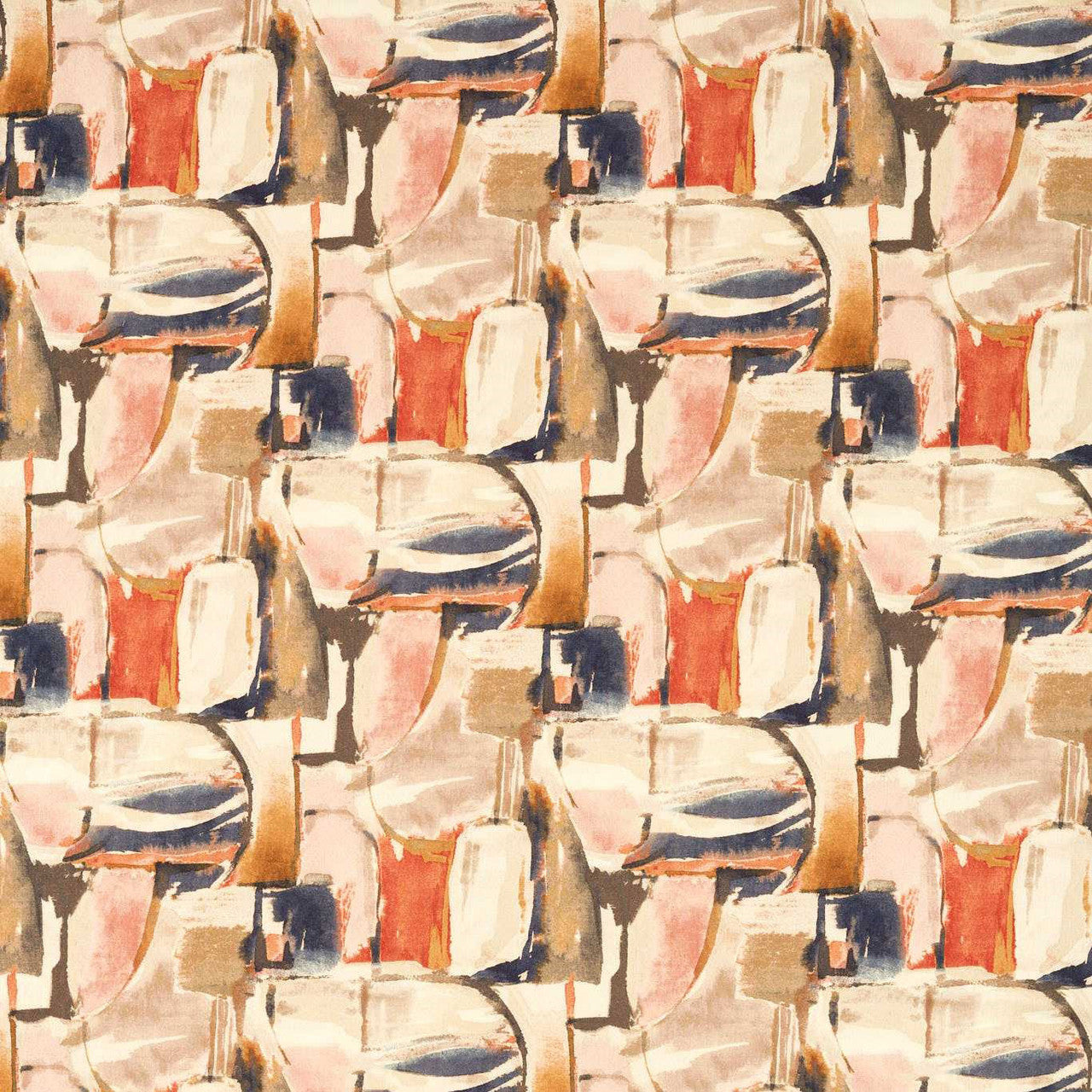 F1694/04 Figura Vivido Midnight / Spice Fabric by Clarke & Clarke