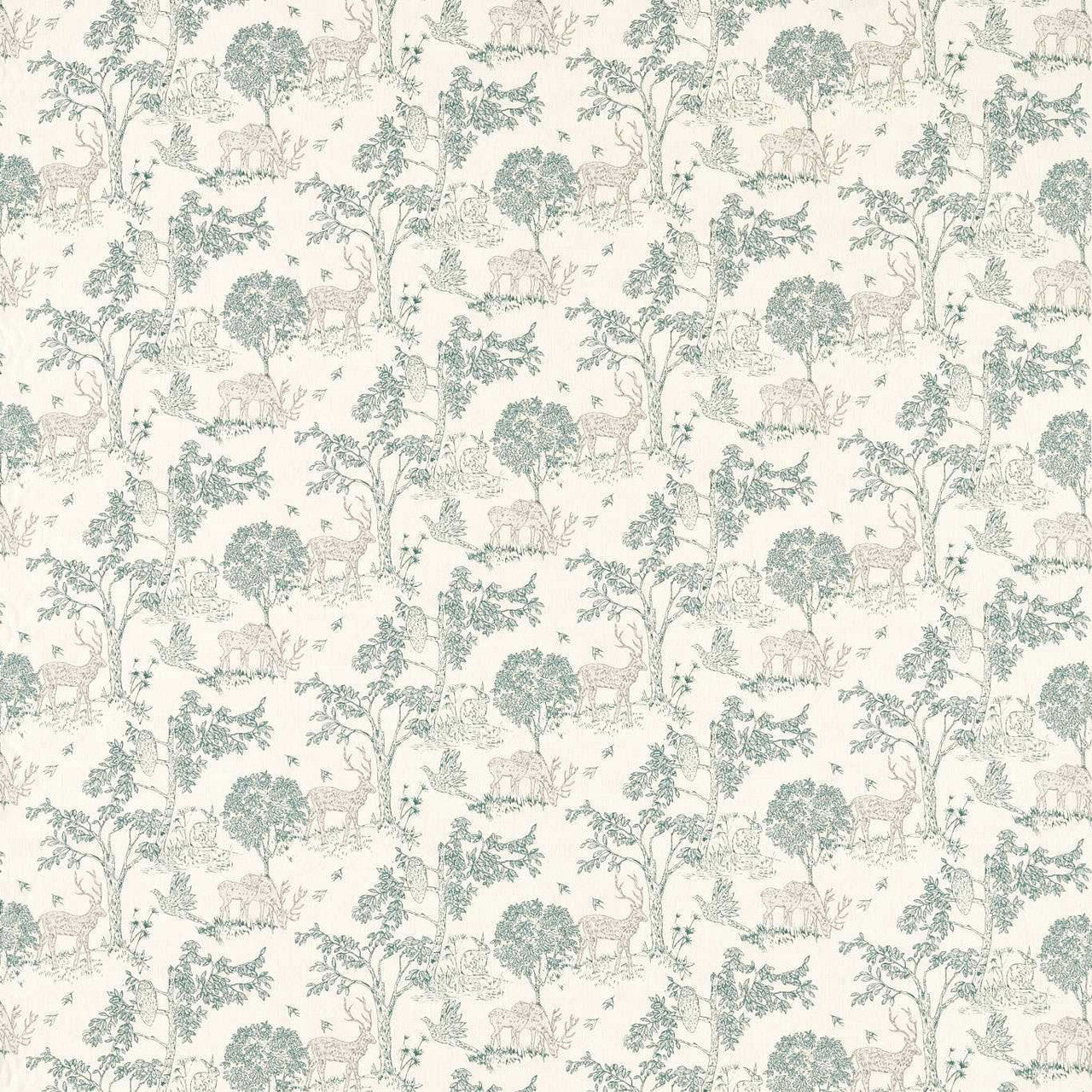 F1702/03 Rivington Studio G Northwood Teal Fabric by Clarke & Clarke
