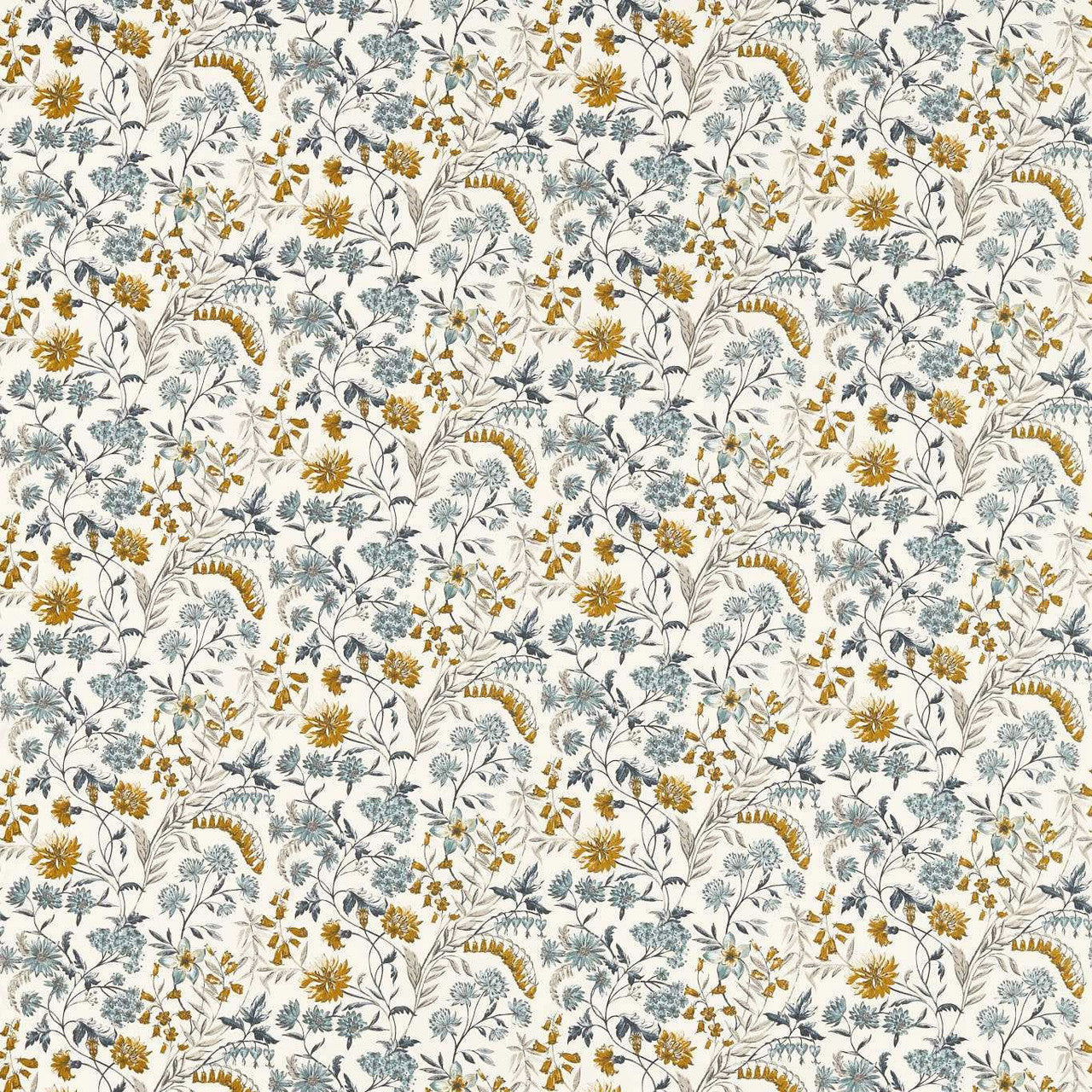 F1705/03 Whinfell Studio G Northwood Saffron / Mineral Fabric by Clarke & Clarke