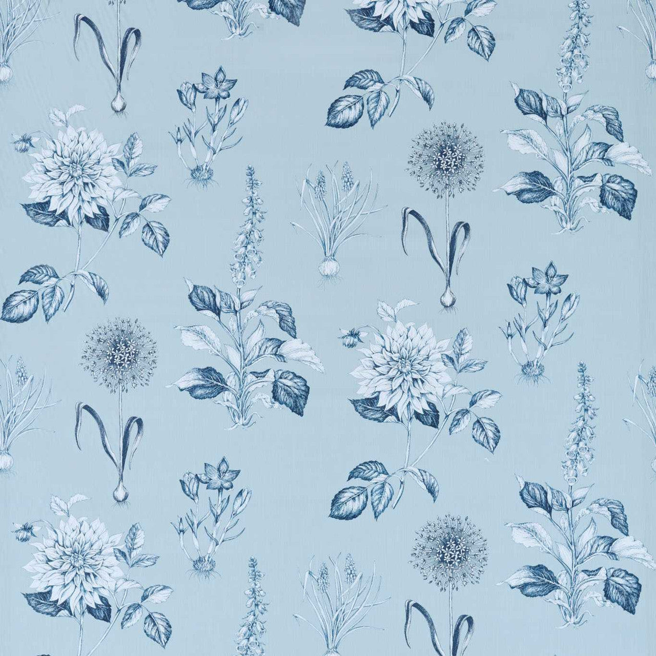 F1738/03 Roseraie Secret Garden Denim Clarke & Clarke Fabric