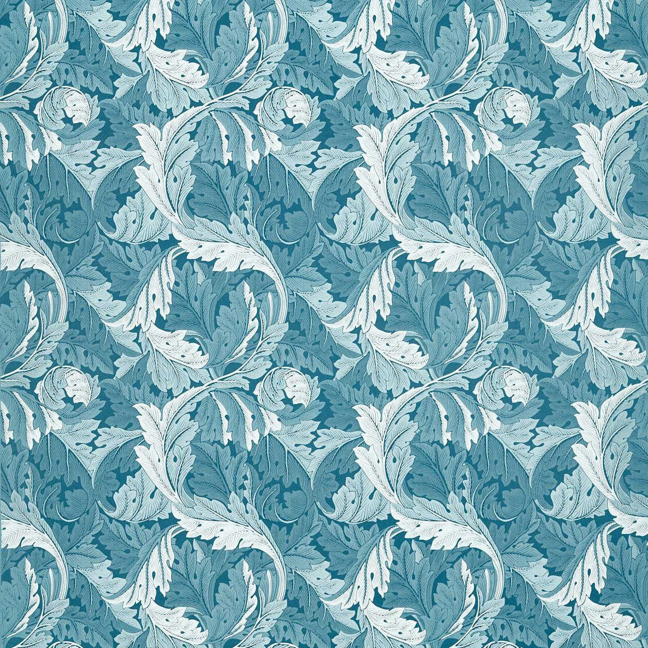 F1740/01 Acanthus Jacquard William Morris Weaves Denim Fabric by Clarke & Clarke