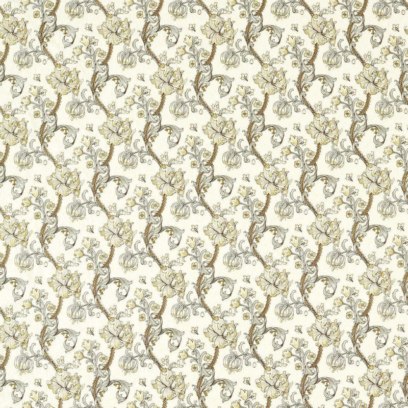 F1742/01 Golden Lily Embroidery William Morris Weaves Dove Fabric by Clarke & Clarke